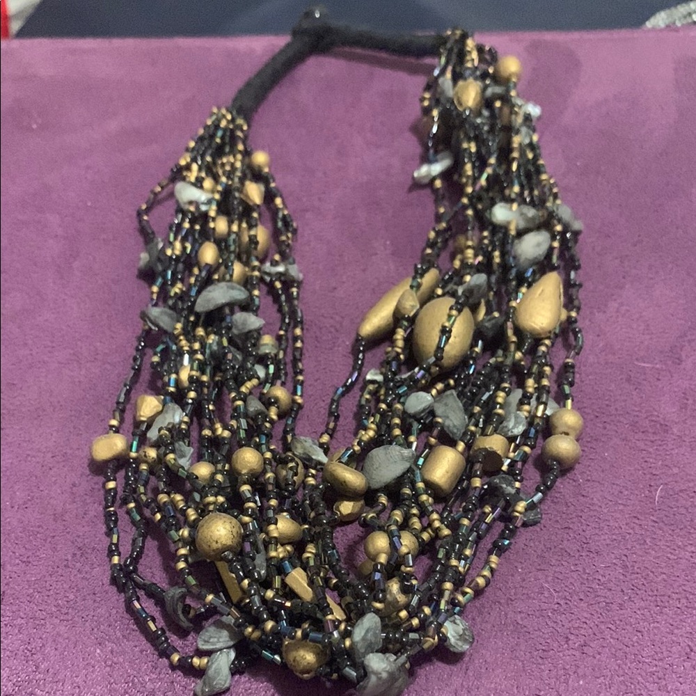 Joan Rivers Multi-Strand Bronze and Black Necklace